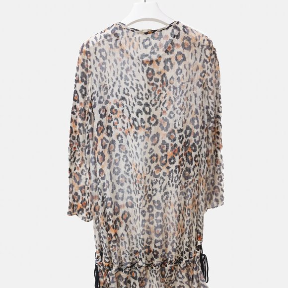 Chloé R/16 Multicolored Tawny Leopard Print Gauze Dress - Picture 3 of 13